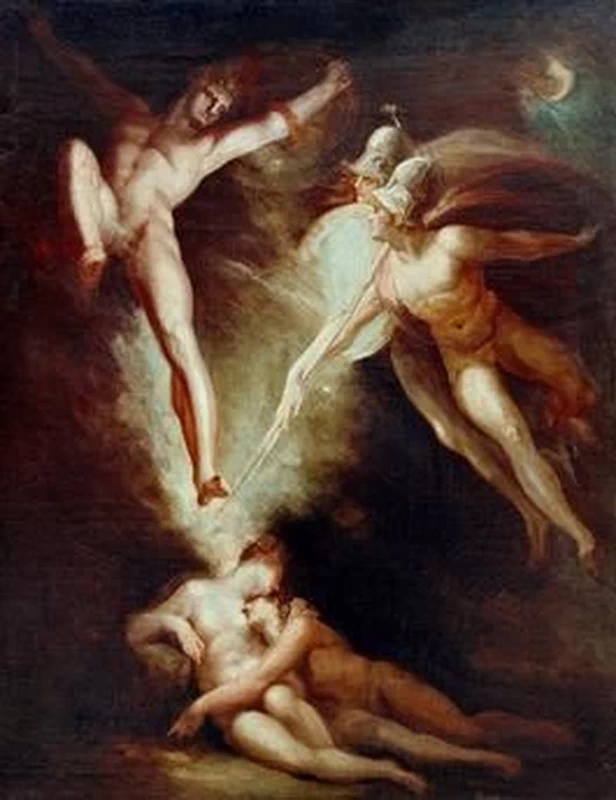   157-Johann Heinrich Füssli-Satana sussulta, toccato dalla lancia di Ithuriel
